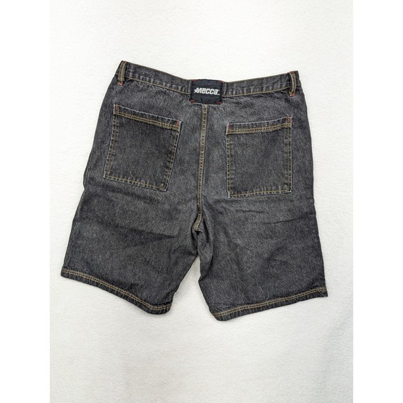 DNM Mecca‎ Carpenter Denim Shorts Vintage Streetwear Pockets Black 42 - Picture 7 of 11